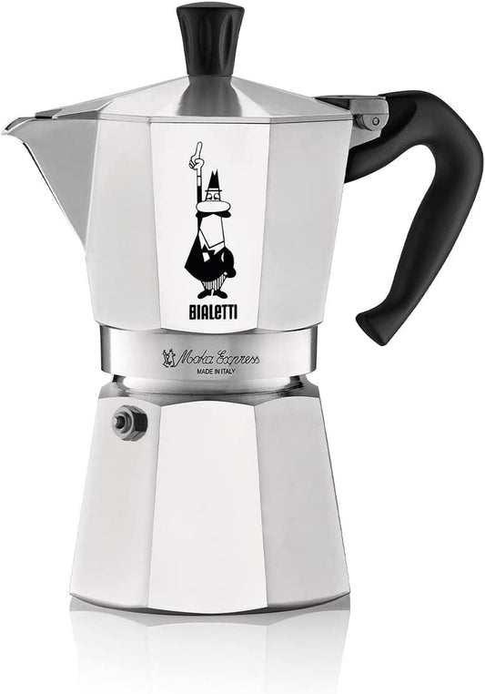 - Moka Espress: Iconic Stovetop Espresso Maker, Makes Real Italian Coffee, Moka Pot 6 Cups (6 Oz), Aluminium, Silver