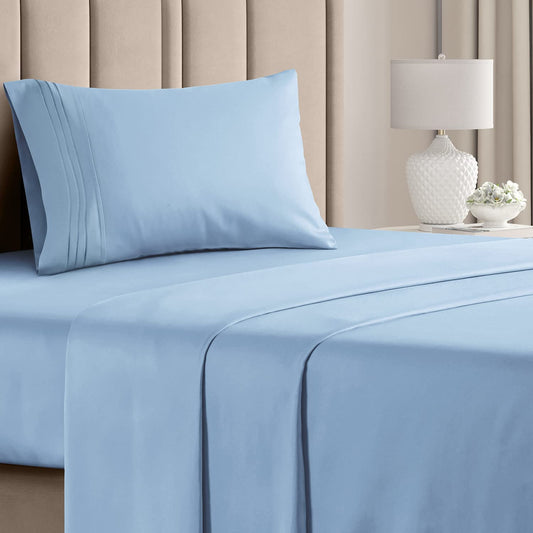 Twin XL Size 3 Piece Bedding Sheet Set - Breathable & Cooling Bed Sheets - Hotel Luxury Bed Sheets for Women & Men - Deep Pockets, Easy-Fit - Soft & Wrinkle Free - Home Decor - Light Blue Oeko-Tex Set