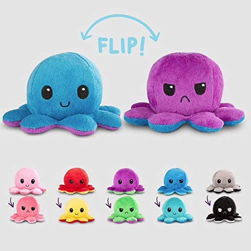 - the Original Reversible Octopus Plushie - Light Pink + Dark Pink - Cute Sensory Fidget Stuffed Animals That Show Your Mood 4 Inch