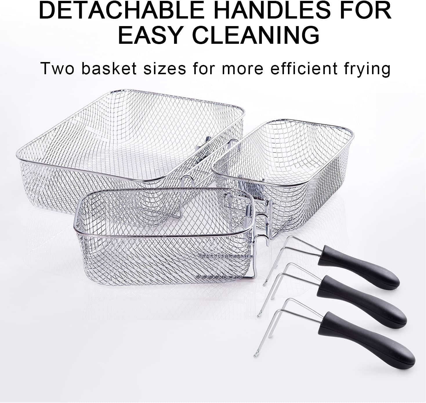1700-Watt Stainless-Steel Triple Basket Electric Deep Fryer with Timer Free Extra Odor Filter, 4L/17-Cup