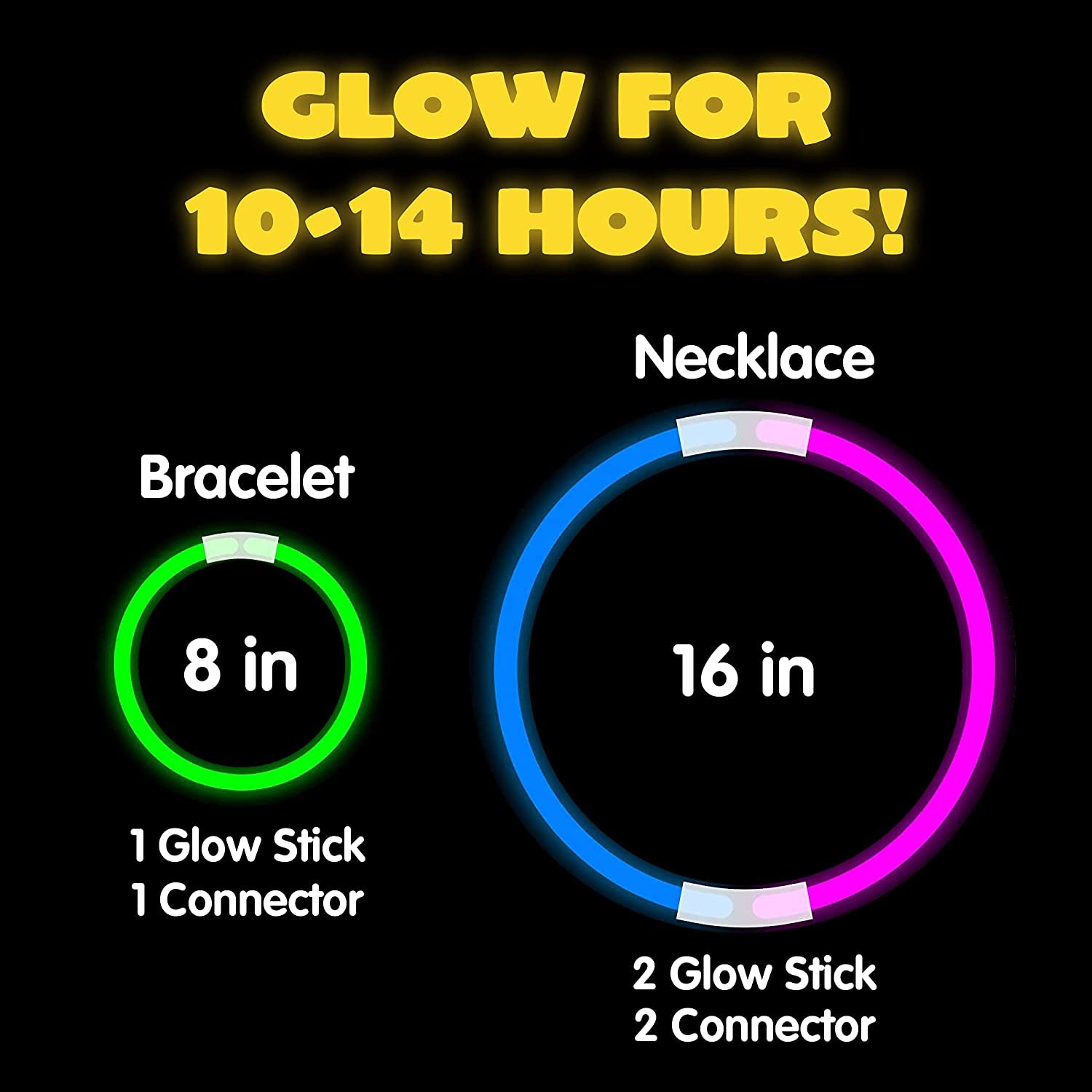 200 Pcs Glow Sticks Bulk 8" Glowsticks, Glow Stick Bracelets Necklaces, Glow in the Dark Neon Party Supplies, Easter, Christmas, Halloween Party Supplies Pack, Football Party Supplies