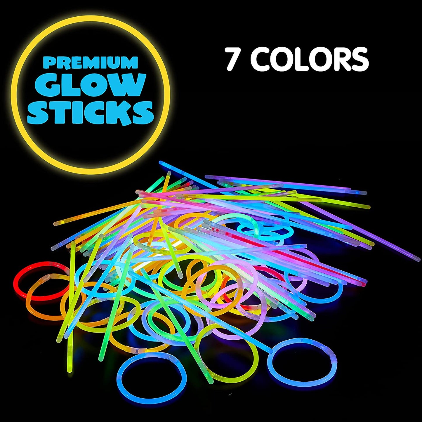 144 Pcs Glow Sticks Bulk 8" Bracelets Necklaces, Glow in the Dark Neon, Easter, Christmas, Football,Halloween Party Supplies Pack