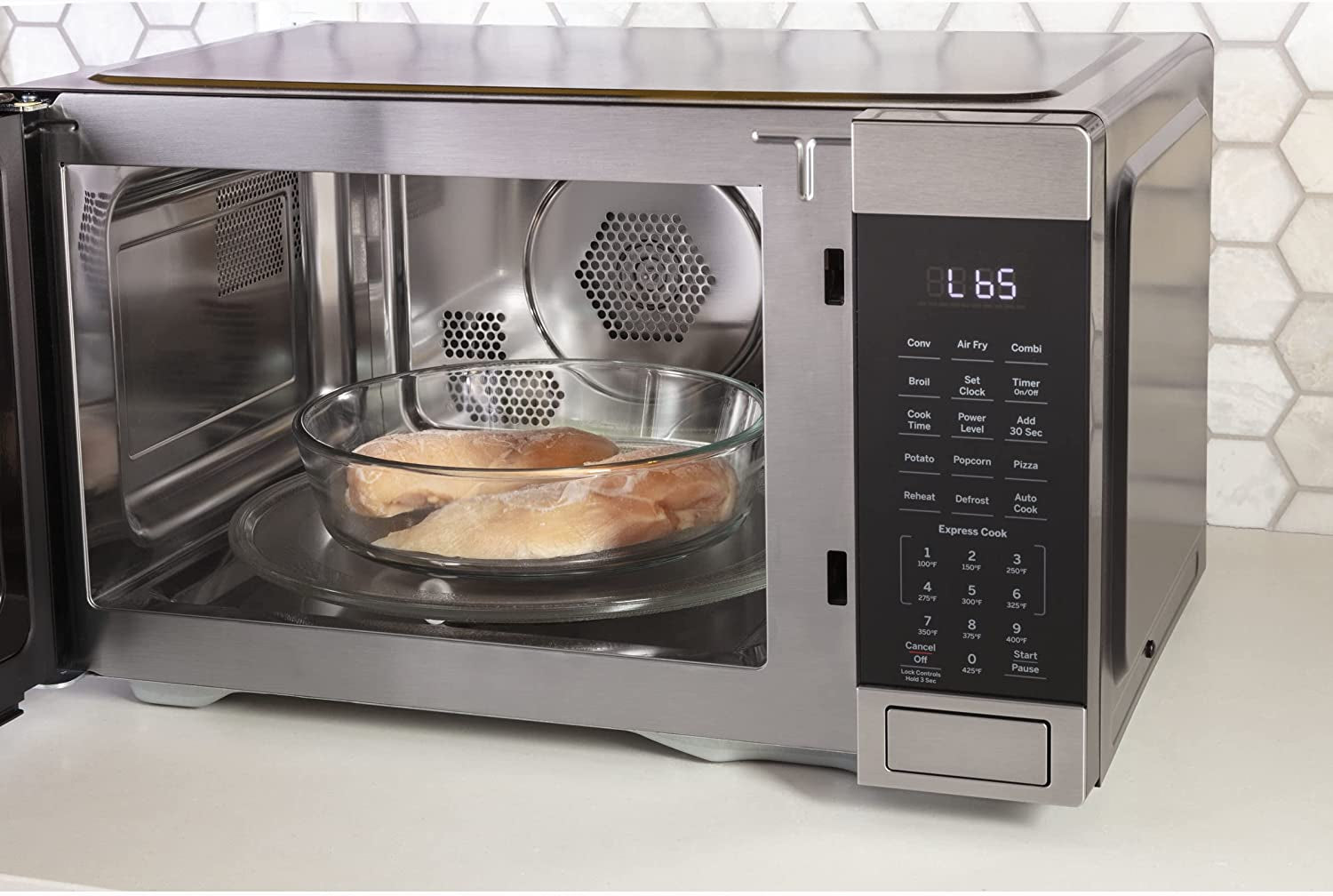 3-In-1 Countertop Microwave Oven | Complete with Air Fryer, Broiler & Convection Mode | 1.0 Cubic Feet Capacity, 1,050 Watts | Kitchen Essentials for the Countertop or Dorm Room | Stainless Steel