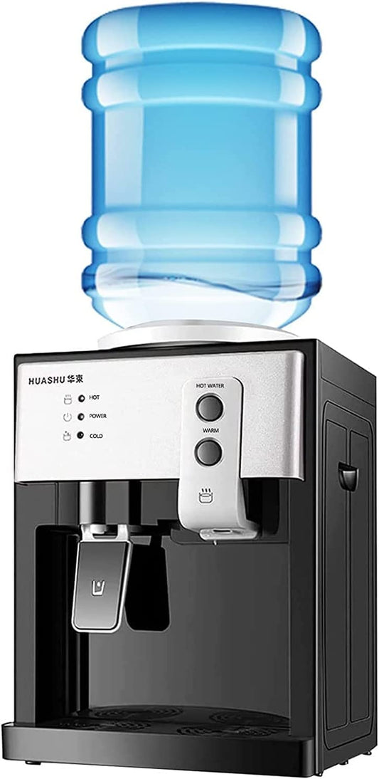 SHIOUCY Top Loading Water Cooler Dispenser - Desktop Electric Hot and Cold Dispenser,3 Temperature Settings Boiling Water, Normal Water,Ice (46-59 Degree F ) for 1 to 5 Gallon Bottles, White