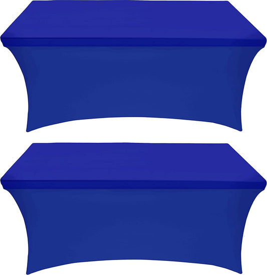 Spandex Tablecloth 2 Pack [6FT, Royal Blue] Tight, Fitted, Washable and Wrinkle Resistant Stretch Rectangular Patio Table Cover for Event, Wedding, Banquet & Parties [72Lx30Wx30H Inch]