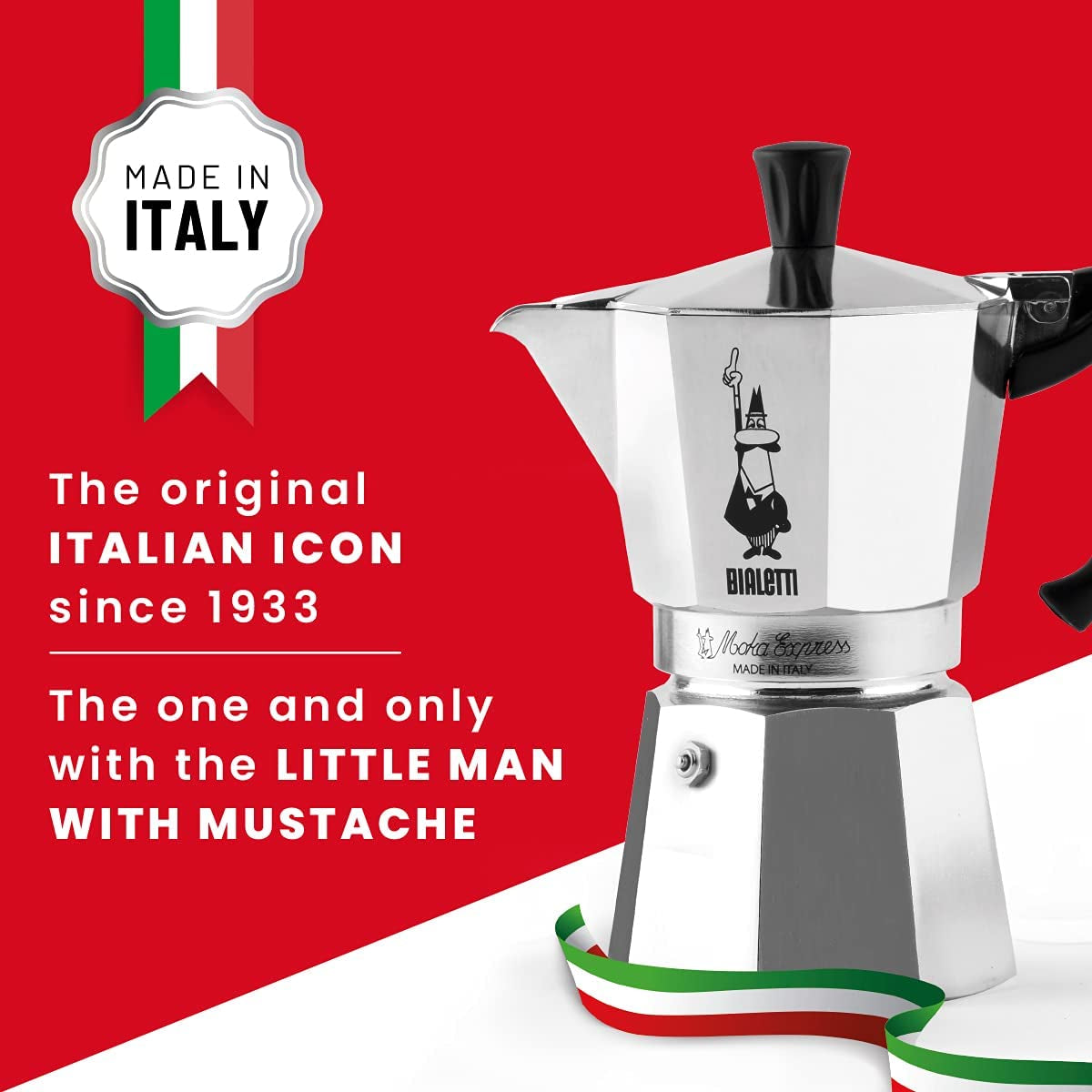 - Moka Express: Iconic Stovetop Espresso Maker, Makes Real Italian Coffee, Moka Pot 3 Cups (4.3 Oz - 130 Ml), Aluminium, Silver