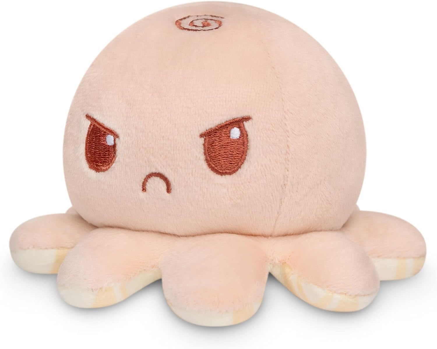 - the Original Reversible Octopus Plushie - Tan Plaid + Peach - Cute Sensory Fidget Stuffed Animals That Show Your Mood 4 Inch