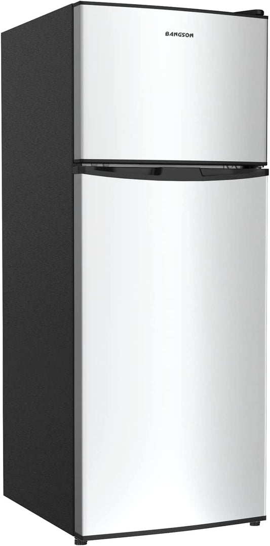 Small Fridge with Freezer, 4.0 Cu.Ft, Samll Refrigerator with Freezer, 5 Settings Temperature Adjustable, 2 Doors, Compact Fridge for Apartment Bedroom Dorm and Office, Silver