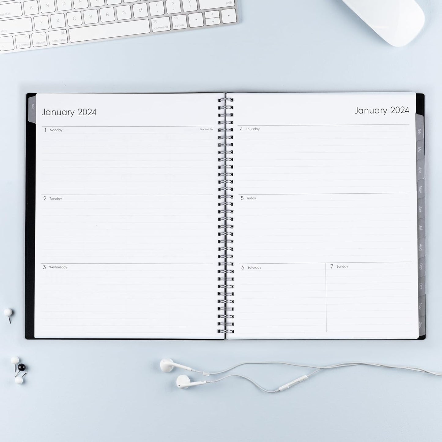 2024 Weekly and Monthly Planner, January - December, 8.5" X 11", Flexible Cover, Wirebound, Enterprise (144725)