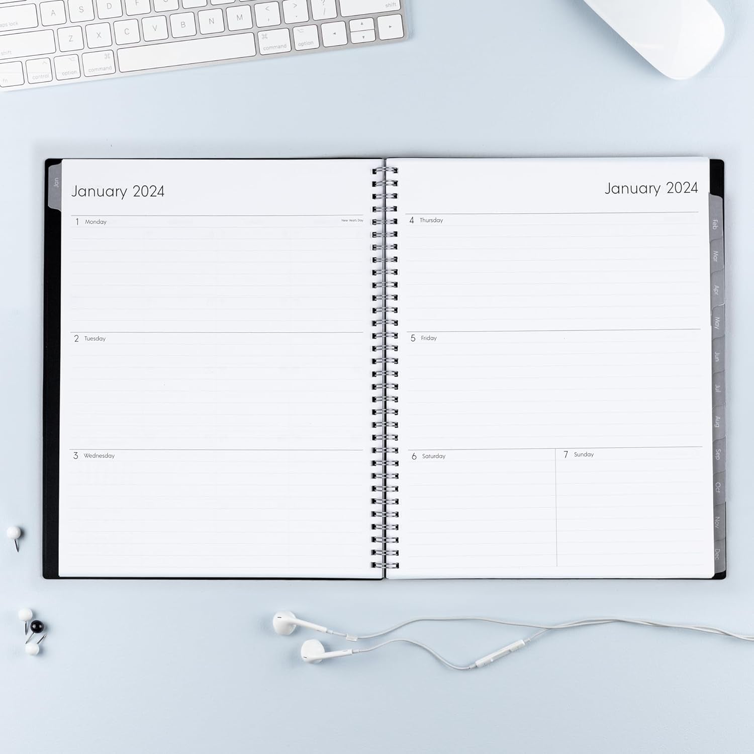 2024 Weekly and Monthly Planner, January - December, 8.5" X 11", Flexible Cover, Wirebound, Enterprise (144725)