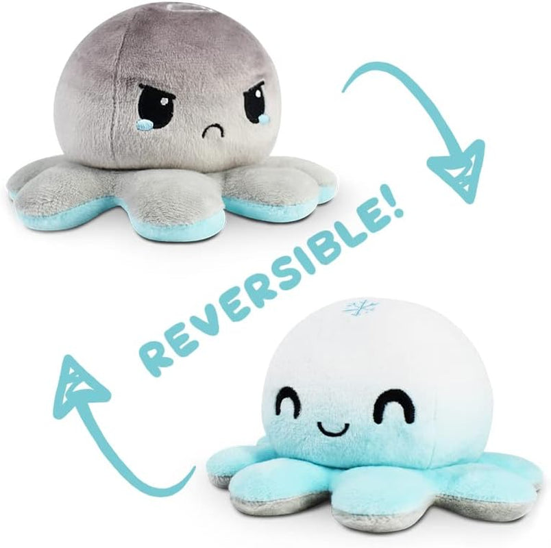 - the Original Reversible Octopus Plushie - Snowflake + Cloud - Cute Sensory Fidget Stuffed Animals That Show Your Mood