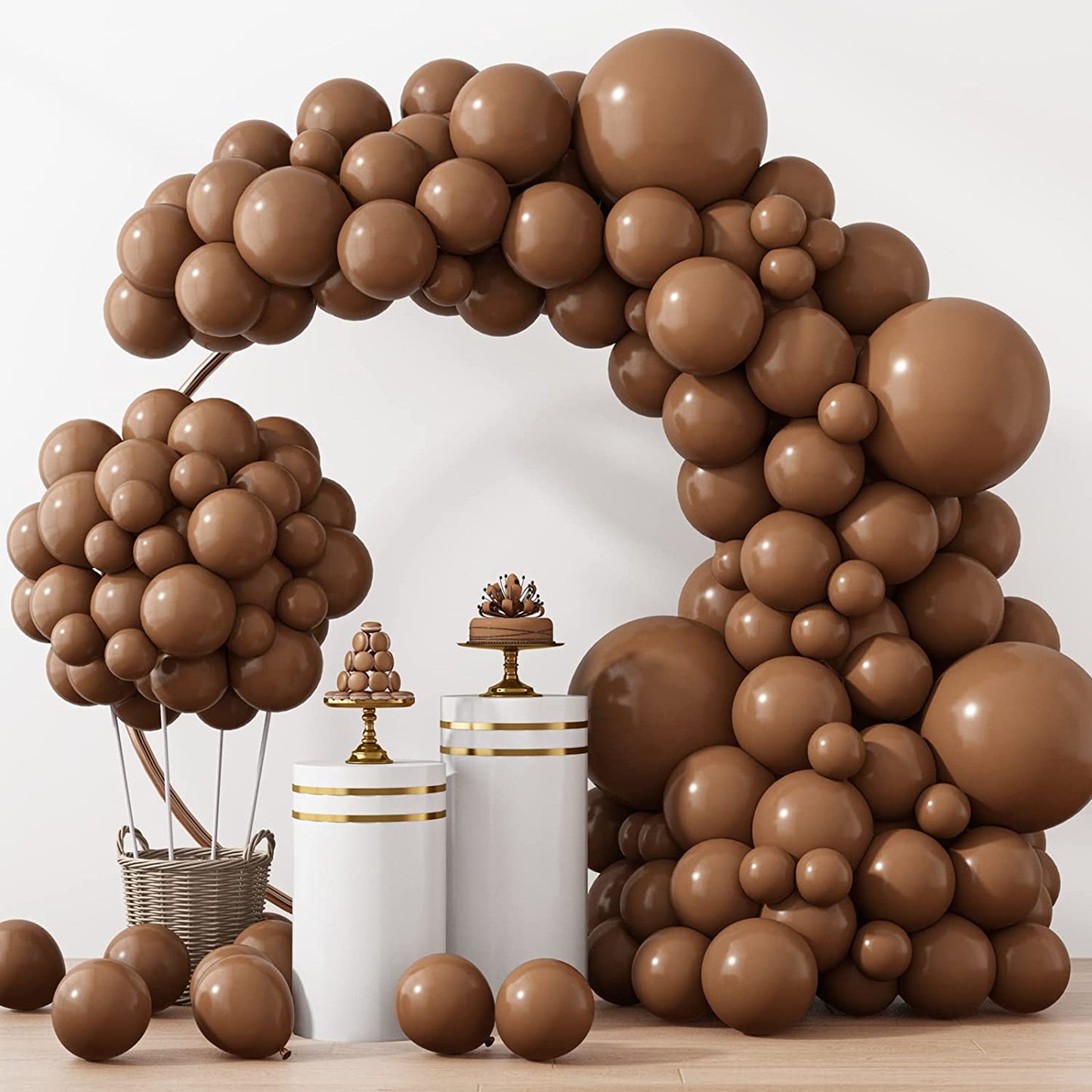 129Pcs Brown Balloons Different Sizes 18 12 10 5 Inches for Garland Arch, Premium Brown Latex Balloons for Birthday Party Graduation Wedding Anniversary Baby Shower Party Decoration