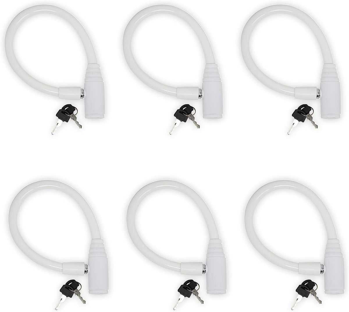 Original Fridge Lock: Multi - Functional Cable Keyed Lock, for French-Door Refrigerators and Cabinets (Small White, 6 Pack Keyed Alike)