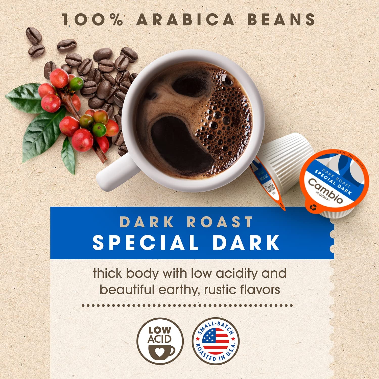 ® Special Dark Coffee Pods, Recyclable Single-Serve K Cups, Compatible with Keurig, Easy-Peel Lid, Low Acid, Dark Roast, 27 Count, Packaged with Solar Energy