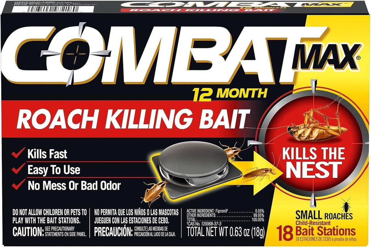 Max 12 Month Roach Killing Bait, Small Roach Bait Station, Child-Resistant, 18 Count