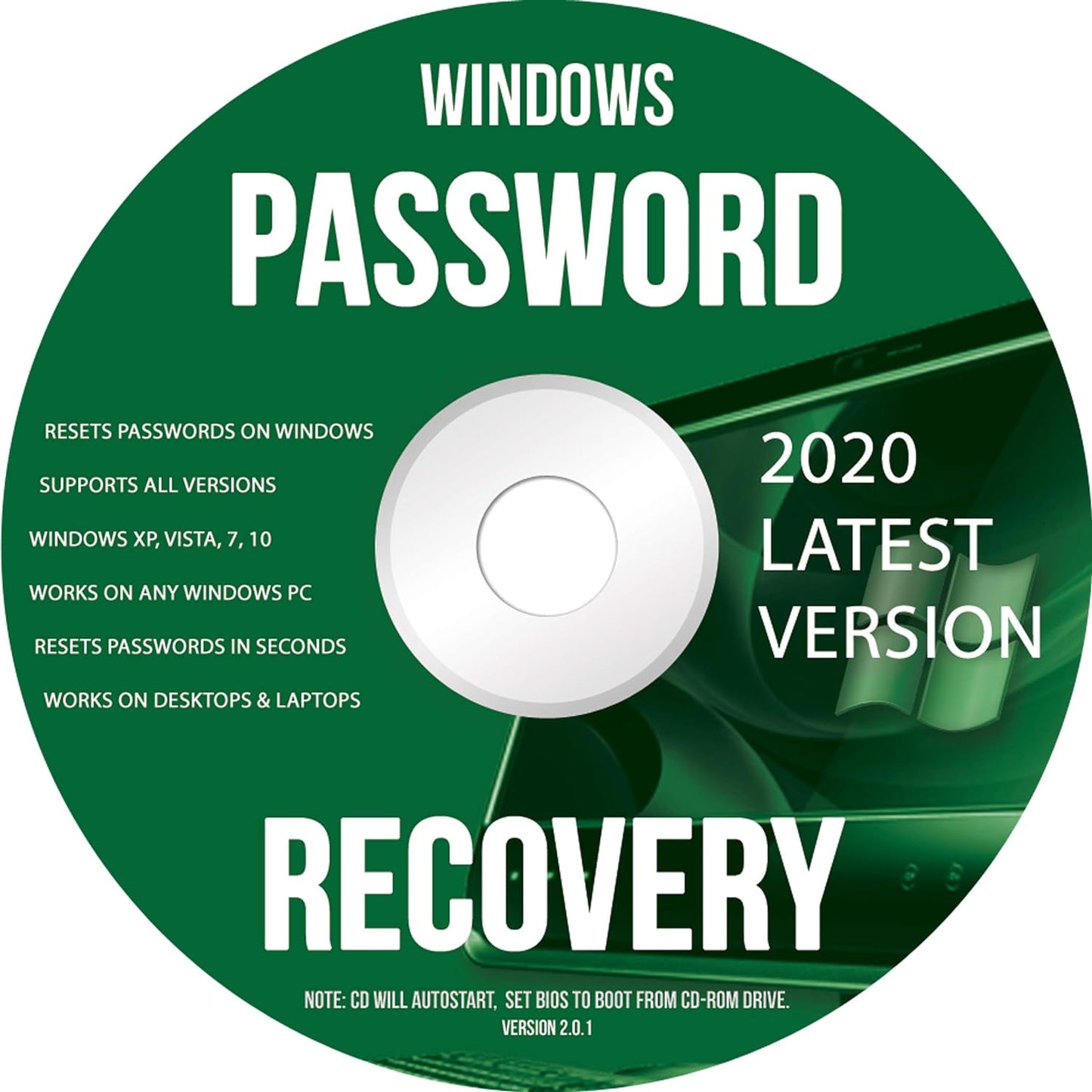 Windows Password Recovery DVD - Supports All Versions Windows XP, Vista, 7, 10 Resets Passwords in Seconds - 32/64 Bit (Latest Version)