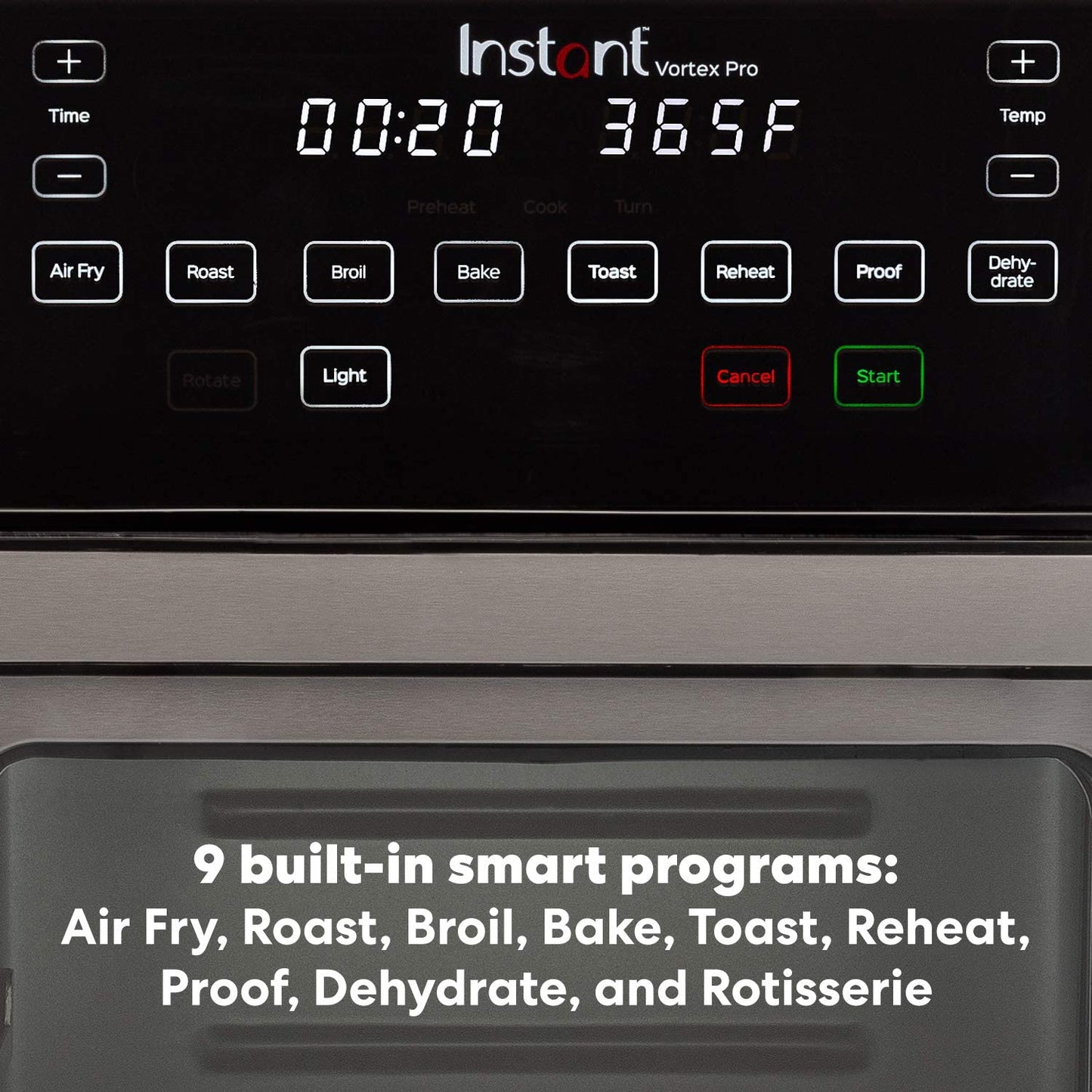 Vortex Pro 10 Quart Air Fryer, 9-In-1 Rotisserie and Convection Oven, Roast, Bake, Dehydrate and Warm, with Evencrisp Technology, Free App with over 1900 Recipes, 1500W, Stainless Steel