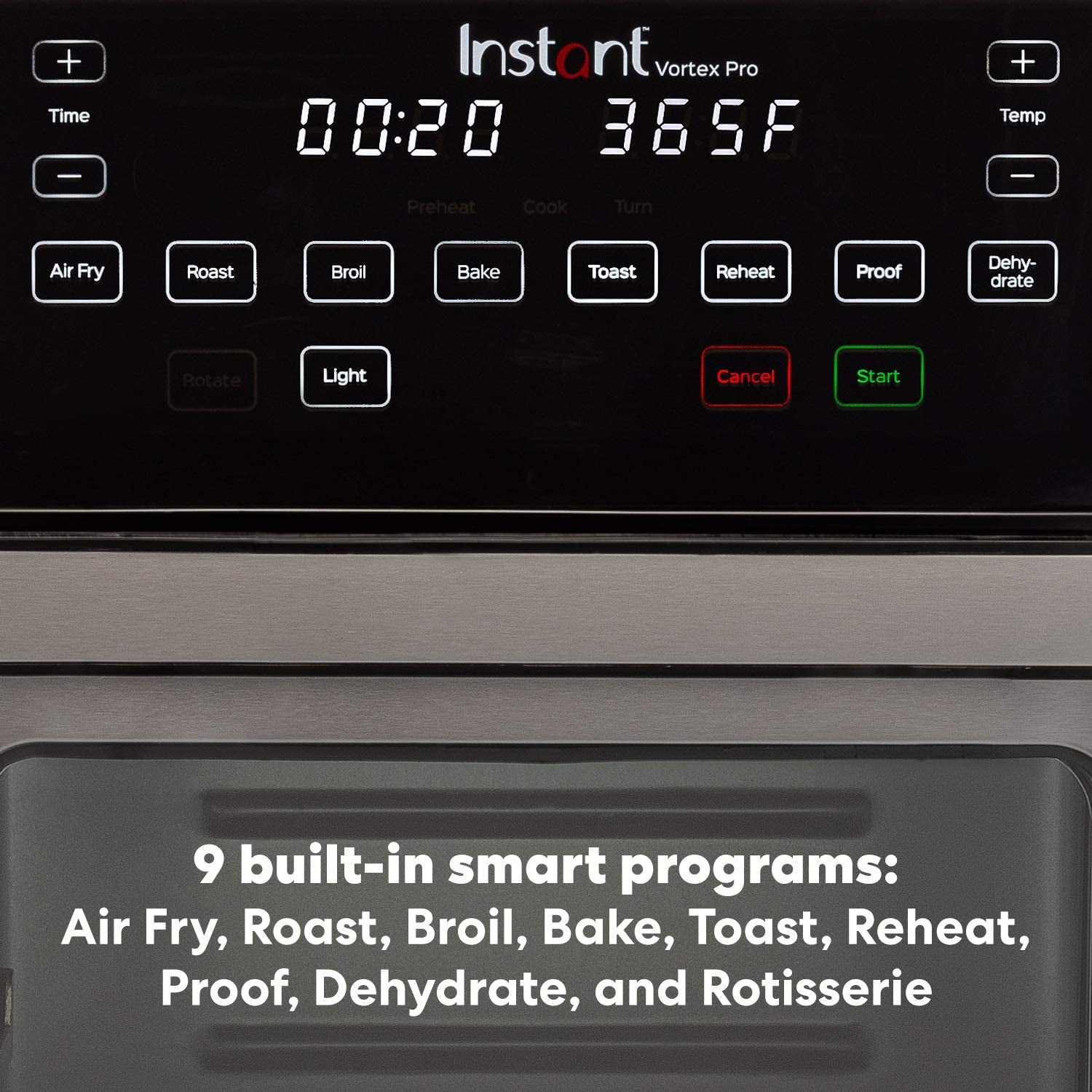 Vortex Pro 10 Quart Air Fryer, 9-In-1 Rotisserie and Convection Oven, Roast, Bake, Dehydrate and Warm, with Evencrisp Technology, Free App with over 1900 Recipes, 1500W, Stainless Steel