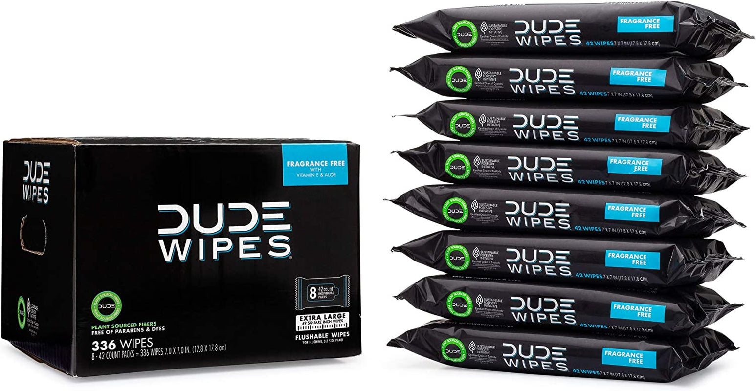 Wipes - Flushable Wipes - 8 Pack, 336 Wipes - Unscented Extra-Large Adult Wet Wipes - Vitamin-E & Aloe for At-Home Use - Septic and Sewer Safe