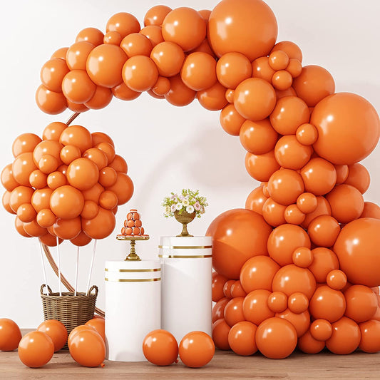 129Pcs Orange Balloons Different Sizes 18/12/10/5 Inches for Garland Arch, Burnt Orange Latex Balloons for Birthday Party Baby Shower Decoration
