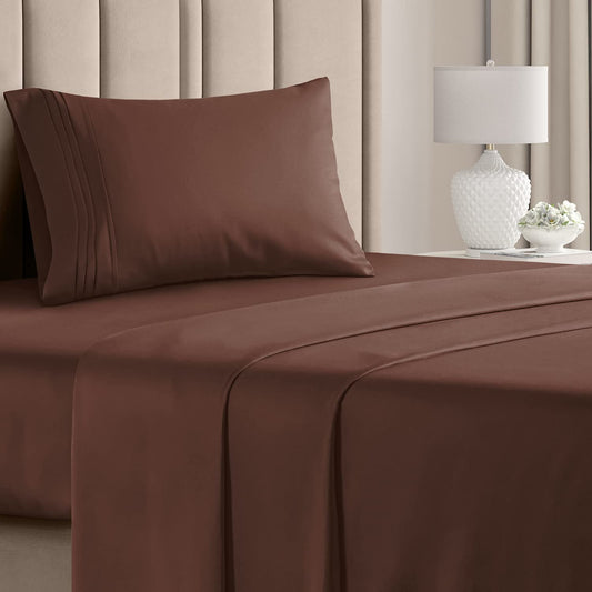 Twin XL Size 3 Piece Bedding Sheet Set - Soft, Breathable & Cooling Bed Sheets - Comfy Hotel Luxury Bed Sheets for Women & Men - Deep Pockets - Easy-Fit - Soft & Wrinkle Free - Brown Oeko-Tex Set