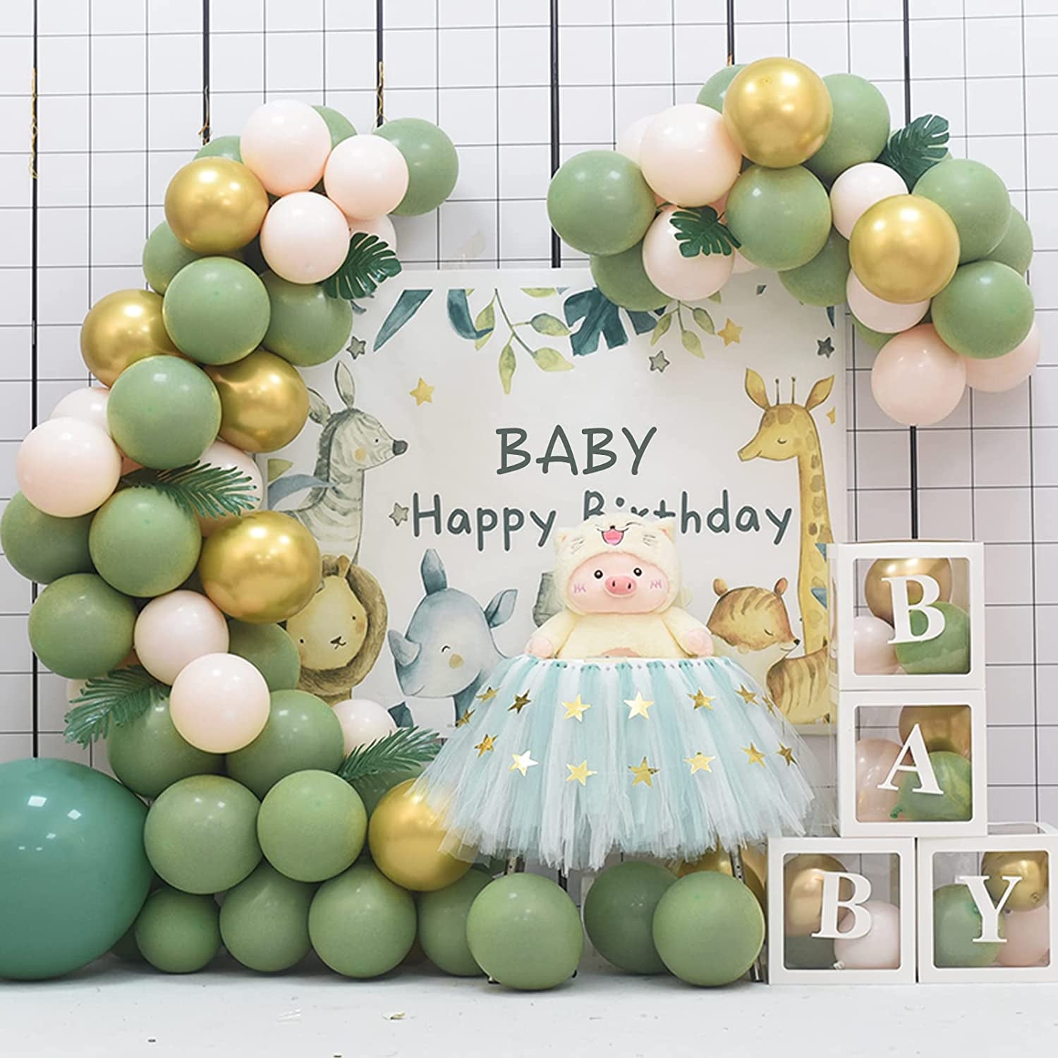 129Pcs Sage Green Balloons Latex Balloons Different Sizes 18 12 10 5 Inch Olive Green Party Balloon Kit for Birthday Party Graduation Baby Shower Wedding Holiday Balloon Decoration