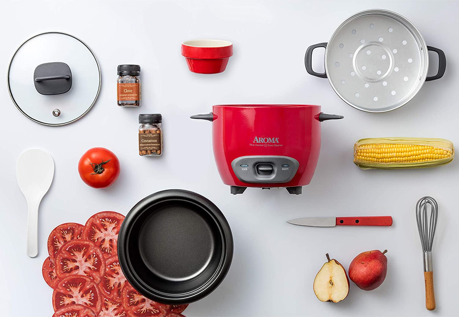 14-Cup (Cooked) (7-Cup UNCOOKED) Pot Style Rice Cooker and Food Steamer (ARC-747-1NGR) , Red