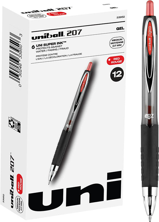 Uniball Signo 207 Gel Pen 12 Pack, 0.7Mm Medium Red Pens, Gel Ink Pens Office Supplies Sold by Uniball Are Pens, Ballpoint Pen, Colored Pens, Gel Pens, Fine Point, Smooth Writing Pens