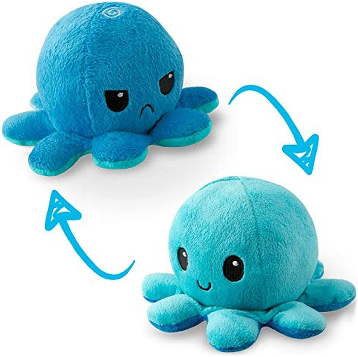 - the Original Reversible Octopus Plushie - Light + Dark Blue - Cute Sensory Fidget Stuffed Animals That Show Your Mood