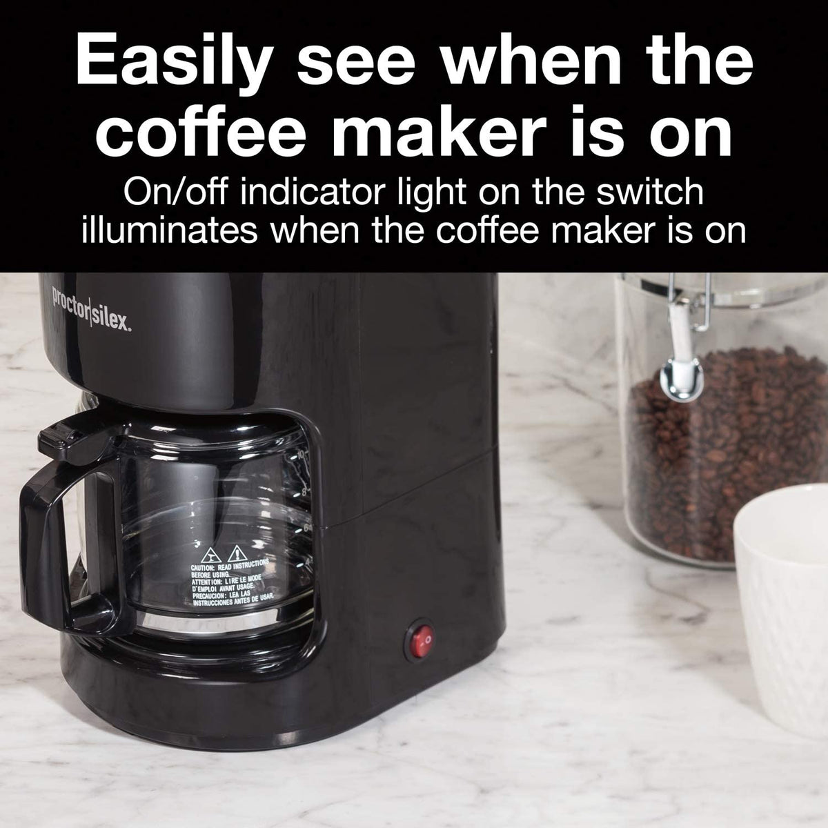 Proctor Silex Coffee Maker, Works with Smart Plugs That Are Compatible with Alexa, Auto Pause and Serve, 10-Cup, Black