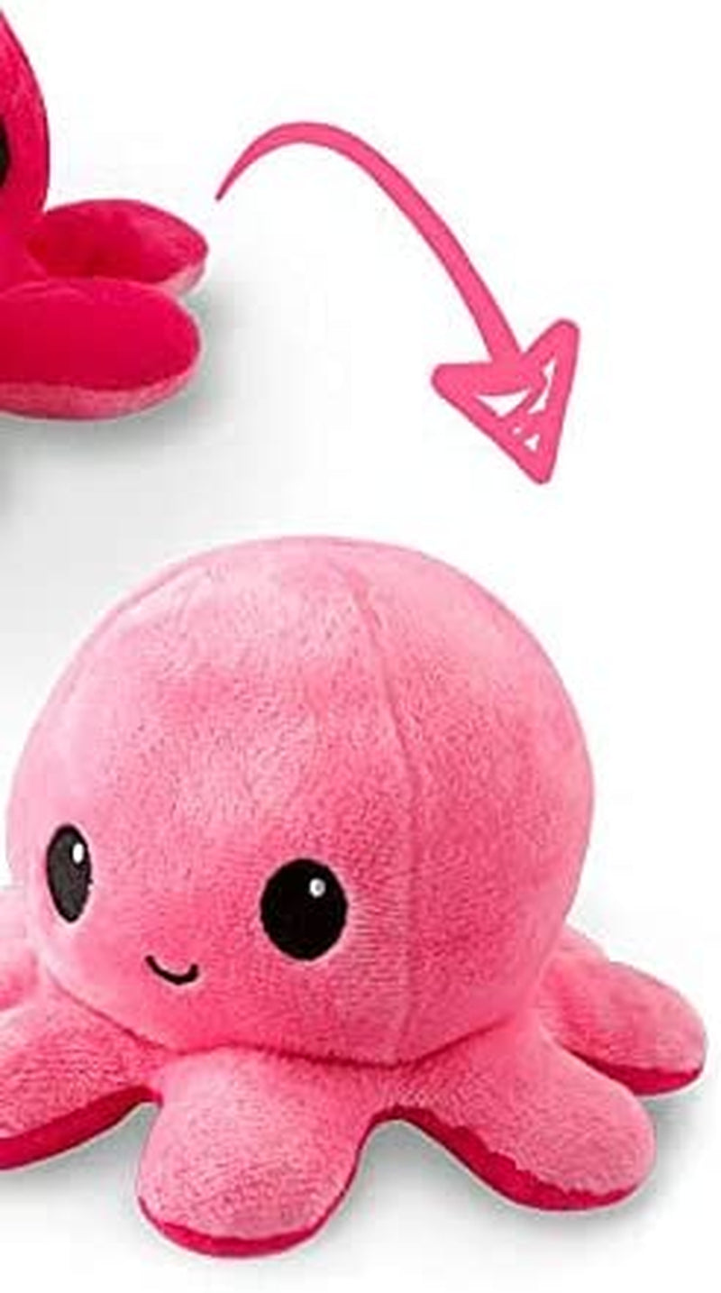- the Original Reversible Octopus Plushie - Light Pink + Dark Pink - Cute Sensory Fidget Stuffed Animals That Show Your Mood 4 Inch