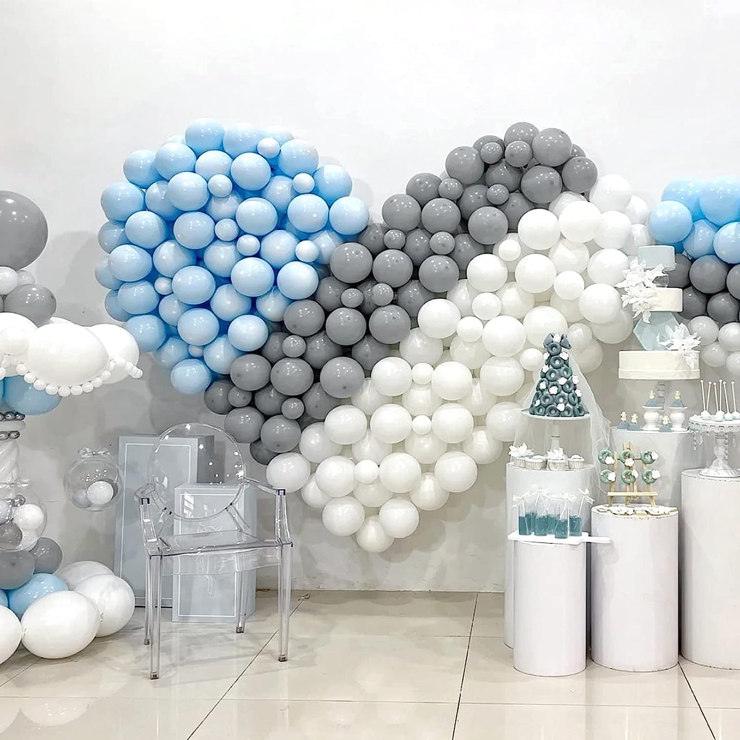129Pcs Gray Balloons Latex Balloons Different Sizes 18 12 10 5 Inches Matte Gray Party Balloon Kit for Birthday Party Graduation Baby Shower Wedding Holiday Balloon Decoration