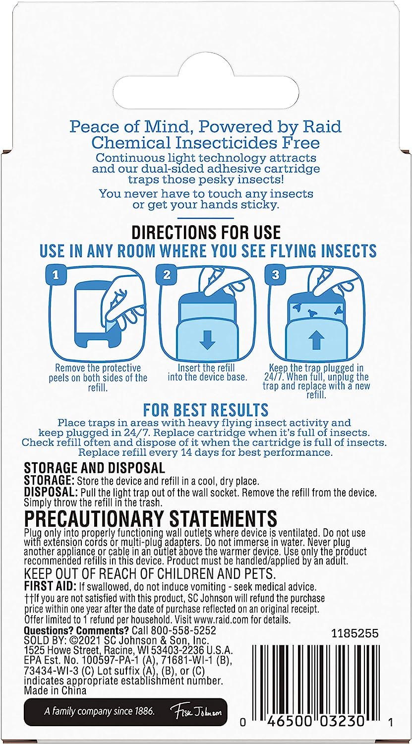 Essentials Flying Insect Light Trap Refills, 2 Light Trap Cartridges, Featuring Light Powered Attraction
