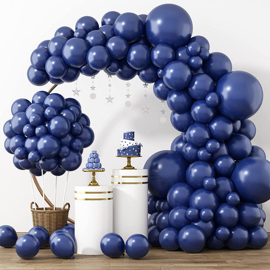 129Pcs Navy Blue Balloons Latex Balloons Different Sizes 18 12 10 5 Inch Party Balloon Kit for Birthday Party Graduation Baby Shower Wedding Holiday Balloon Decoration
