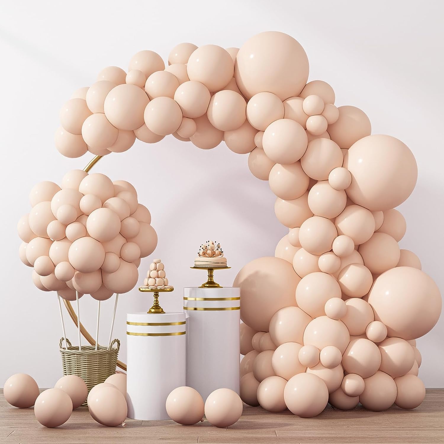 129Pcs Pastel Orange Balloons Different Sizes 18 12 10 5 Inch Latex Balloon Garland Arch for Party Decoration Birthday Gender Reveal Wedding Anniversary Baby Shower Party Supplies