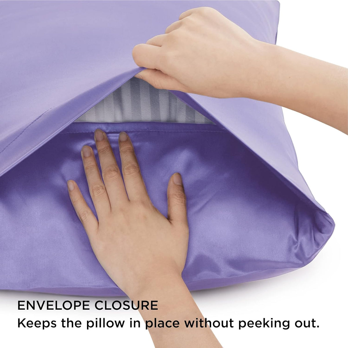 Satin Pillowcase Standard Set of 2 - Lilac Silky Pillow Cases for Hair and Skin 20X26 Inches, Pillow Covers with Envelope Closure, Similar to Silk Pillow Cases, Gifts for Women Men
