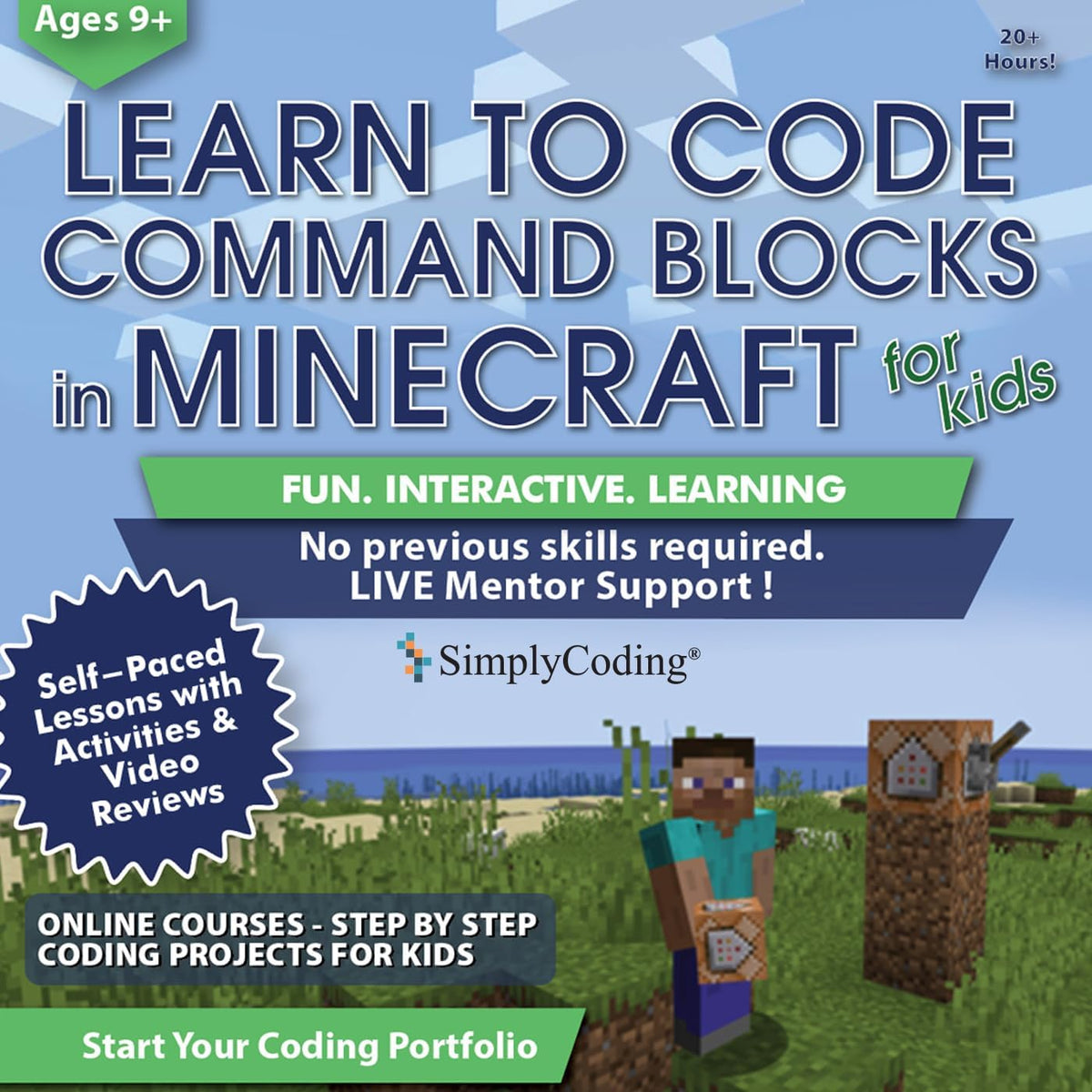 Coding for Kids: Learn to Code Minecraft Command Blocks - Video Game Design Coding Software - Computer Programming Courses, Ages 9+ (PC, Mac Compatible)