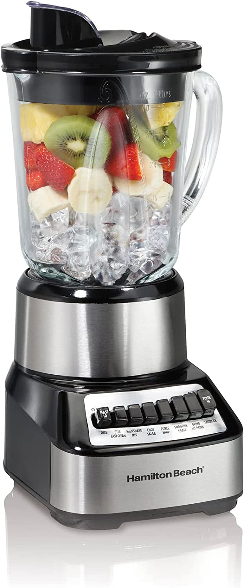 Wave Crusher Blender with 40 Oz Glass Jar and 14 Functions for Puree, Ice Crush, Shakes and Smoothies, Stainless Steel (54221)