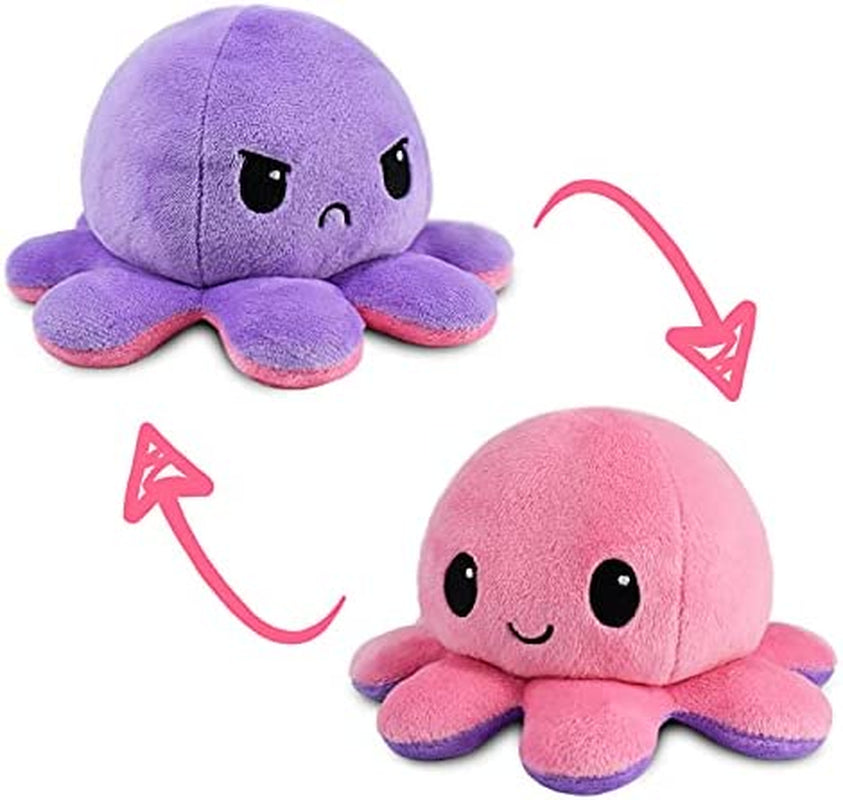 - the Original Reversible Octopus Plushie - Pink + Purple - Cute Sensory Fidget Stuffed Animals That Show Your Mood 4 Inch