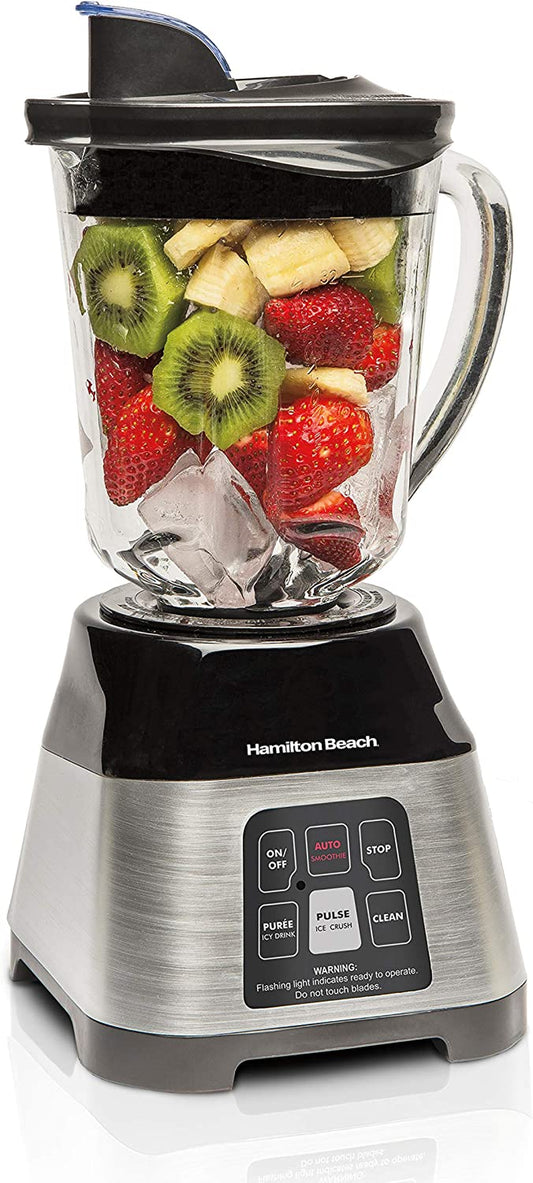 Smoothie Smart Blender with 5 Functions Including Auto-Cycle for Shakes & Smoothies, 40Oz Glass Jar Dial, Stainless Steel (56208)