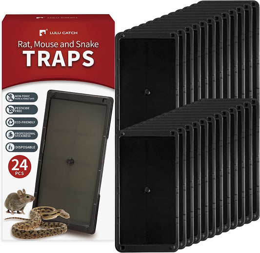 Super Glue Traps 24 Pack for Mice & Snakes, Larger, Heavier Sticky Traps with Non-Toxic Glue. Sticky Mouse Traps Indoor, Easy to Set, Safe to Children & Pets
