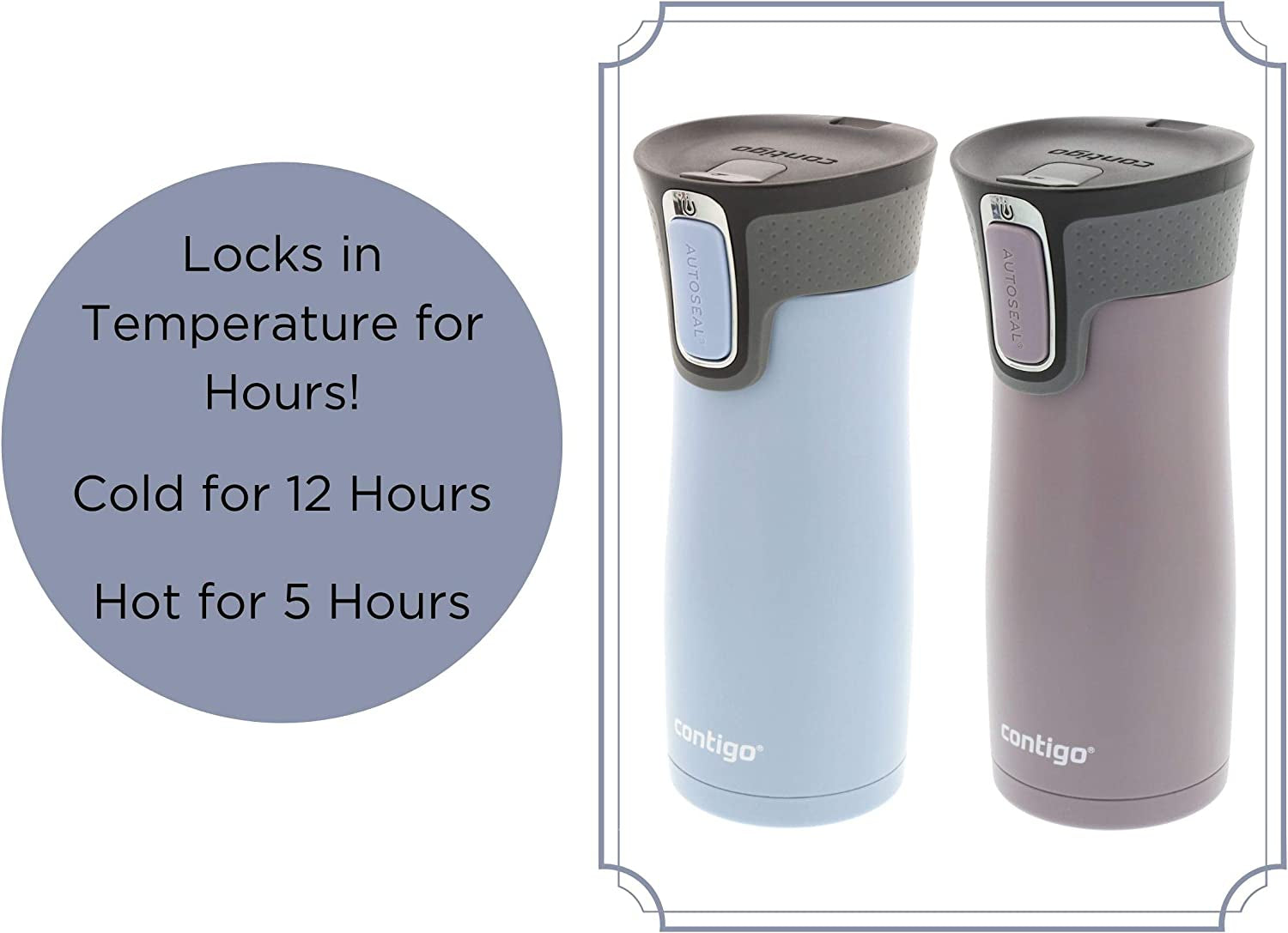 West Loop Stainless Steel Vacuum-Insulated Travel Mug with Spill-Proof Lid, Keeps Drinks Hot up to 5 Hours and Cold up to 12 Hours, 16Oz 2-Pack, Earl Grey & Dark Plum