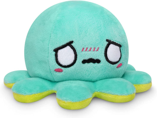 - the Original Reversible Octopus Plushie - Green Happy + Aqua Worried - Cute Sensory Fidget Stuffed Animals That Show Your Mood 4X4X3