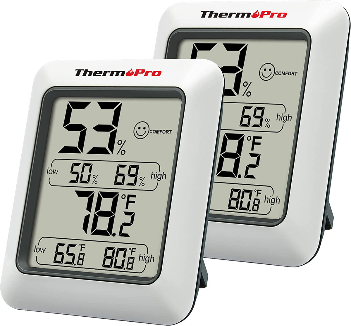 TP50 2 Pieces Digital Hygrometer Indoor Thermometer Room Thermometer and Humidity Gauge with Temperature Humidity Monitor