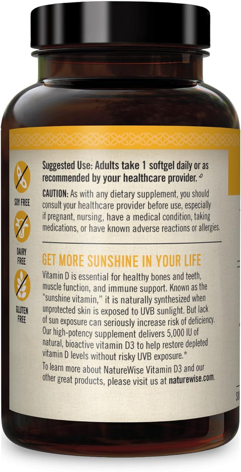 Vitamin D3 5000Iu (125 Mcg) Healthy Muscle Function, and Immune Support, Non-Gmo, Gluten Free in Cold-Pressed Olive Oil, Packaging Vary ( Mini Softgel), 90 Count
