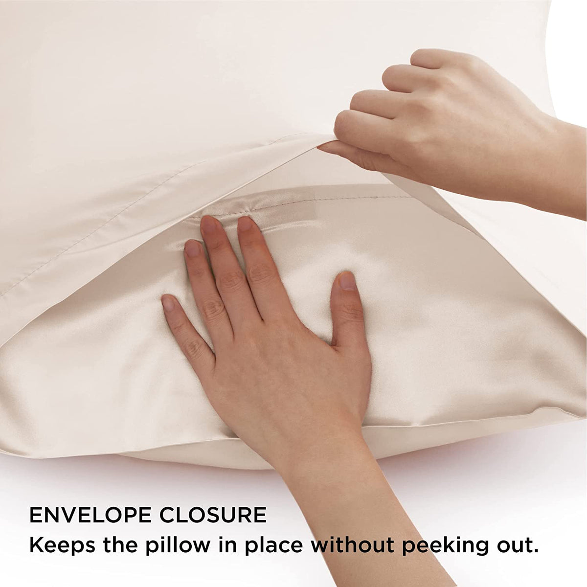 Satin Pillowcase Standard Set of 2 - Beige Silky Pillow Cases for Hair and Skin 20X26 Inches, Pillow Covers with Envelope Closure, Similar to Silk Pillow Cases, Gifts for Women Men