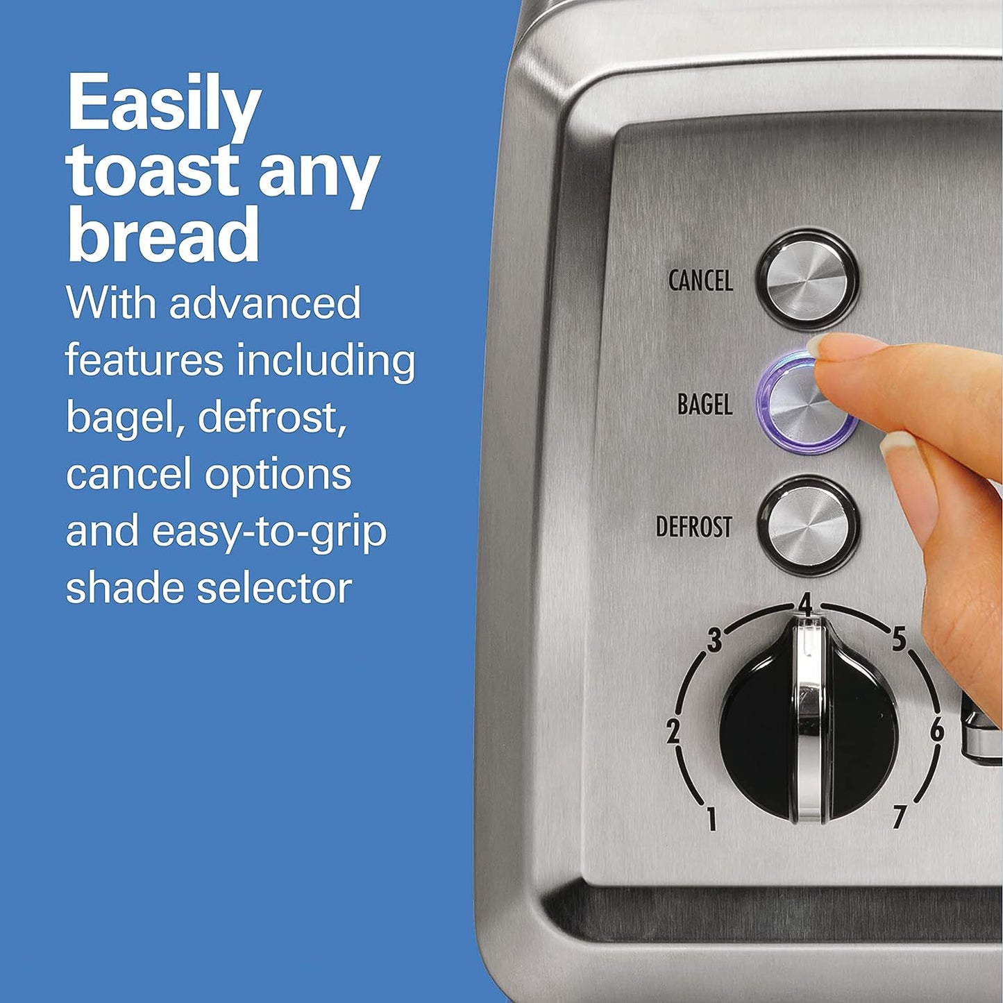 2 Slice Toaster with Extra-Wide Slots, Bagel Setting, Toast Boost, Slide-Out Crumb Tray, Auto-Shutoff & Cancel Button, Defrost Function, Stainless Steel (22794)