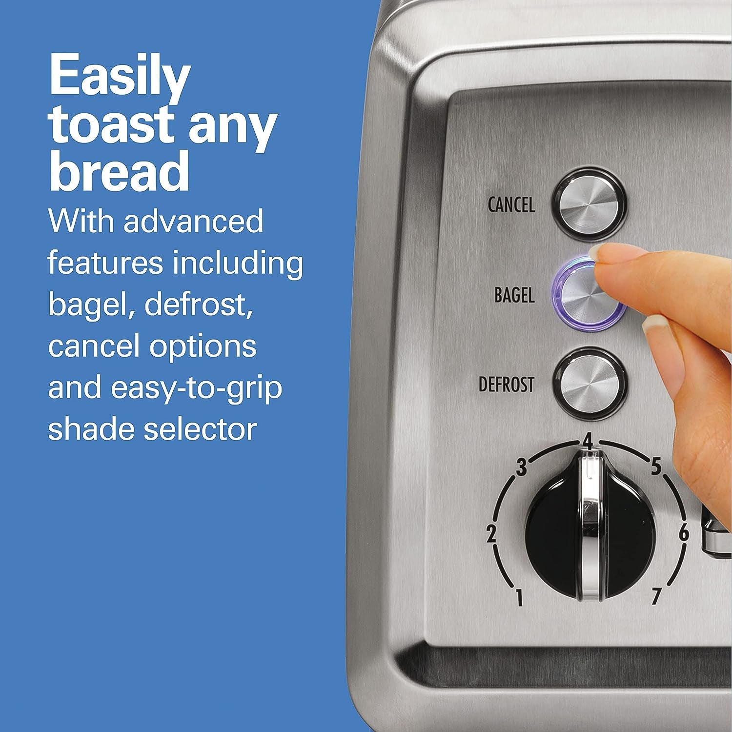 2 Slice Toaster with Extra-Wide Slots, Bagel Setting, Toast Boost, Slide-Out Crumb Tray, Auto-Shutoff & Cancel Button, Defrost Function, Stainless Steel (22794)