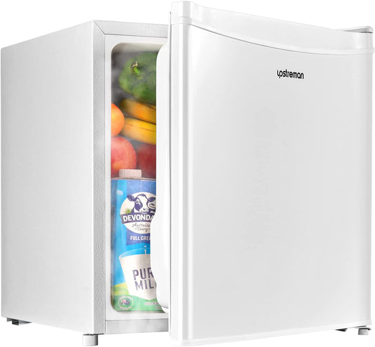 1.7 Cu.Ft Mini Fridge with Freezer, Adjustable Thermostat, Energy Saving, Low Noise, Single Door Compact Refrigerator for Dorm, Office, Bedroom, White-Fr17