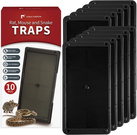 Super Glue Traps 10 Pack for Mice & Snakes, Larger, Heavier Sticky Traps with Non-Toxic Glue. Sticky Mouse Traps Indoor, Easy to Set, Safe to Children & Pets